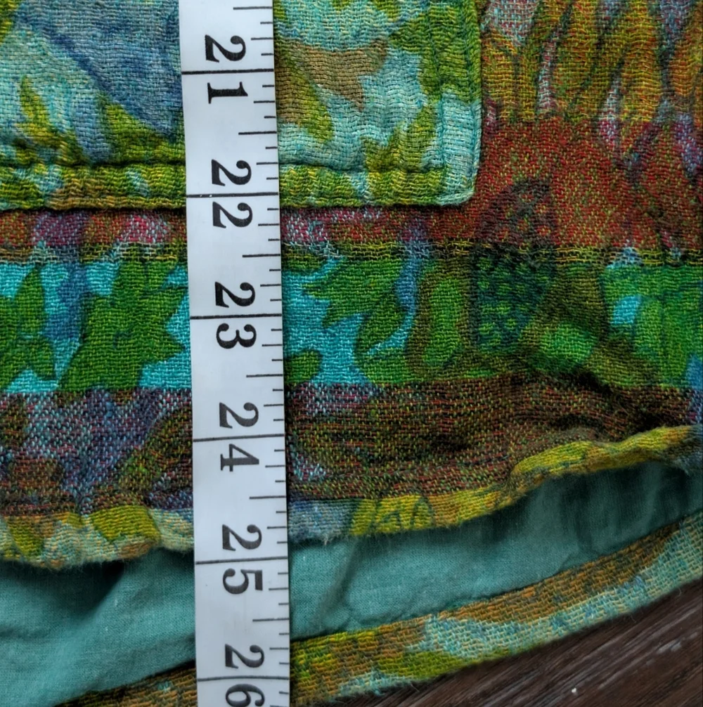 Rare 90s Cotton Exotic Safari Bohemian Hoodie Medium Yellow Teal Sunflower